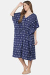 Shararat Cotton Full Length Nightdress - Royal Blue — thumbnail 2
